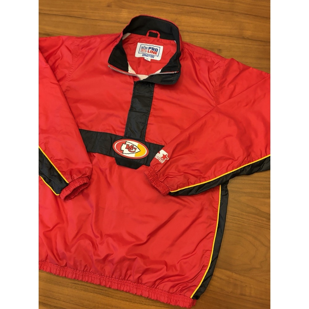 Vintage Kansas City Chiefs Jacket Mens L/XL Starter Pro Line 90s Pullover Nylon
